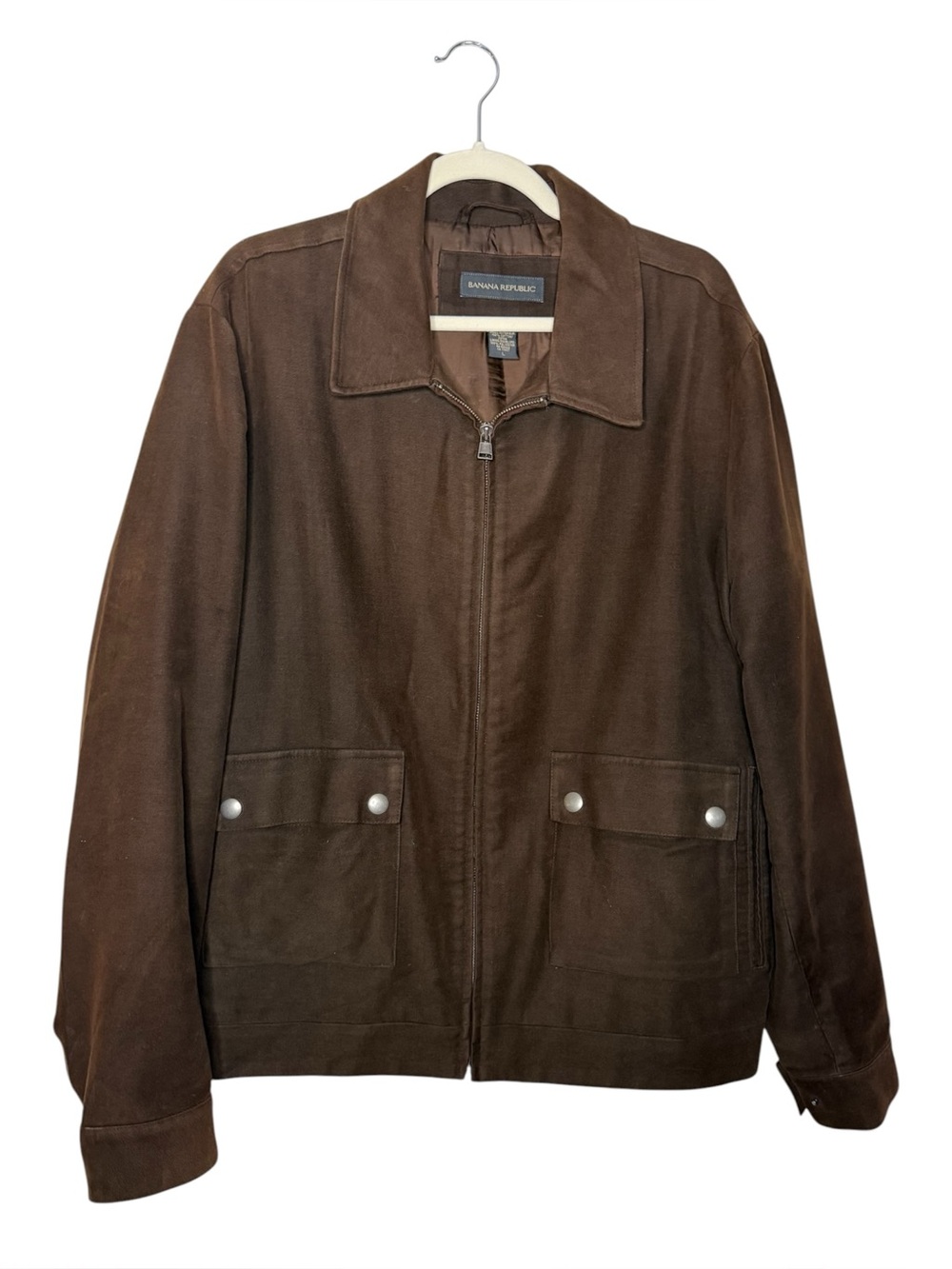 Vintage Banana Republic Brown Bomber Jacket Full Zip Front Pocket Size L